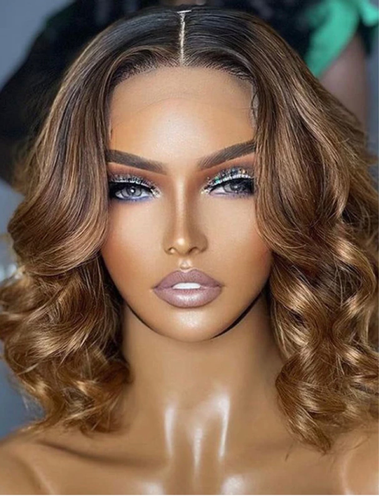Lace front human hair Wig 13*4 ombre brown wavy bob wig Glueless invisible HD