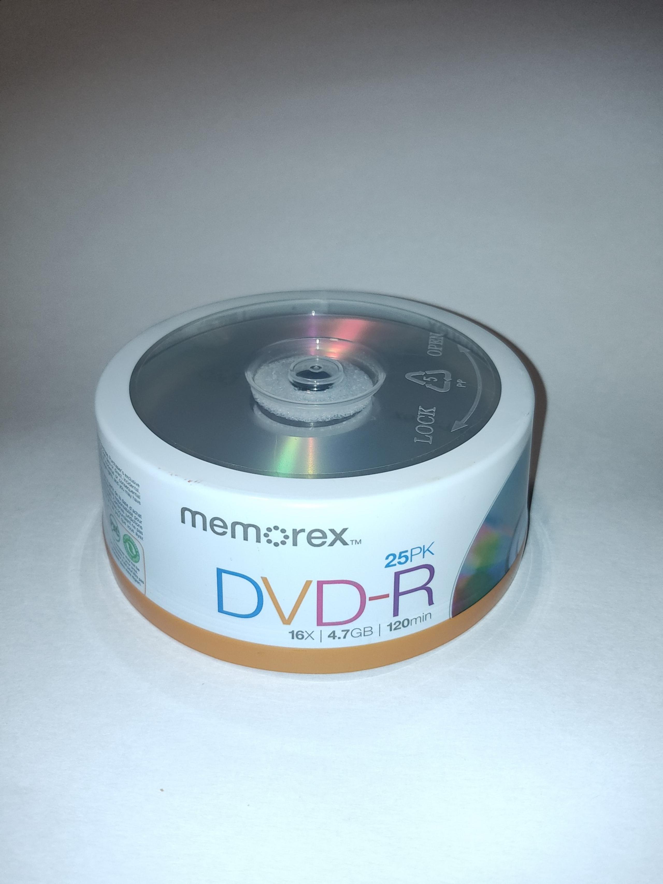 Memorex 25 pack DVD-R MEDIA 16X 4.7 GB 120 minutes