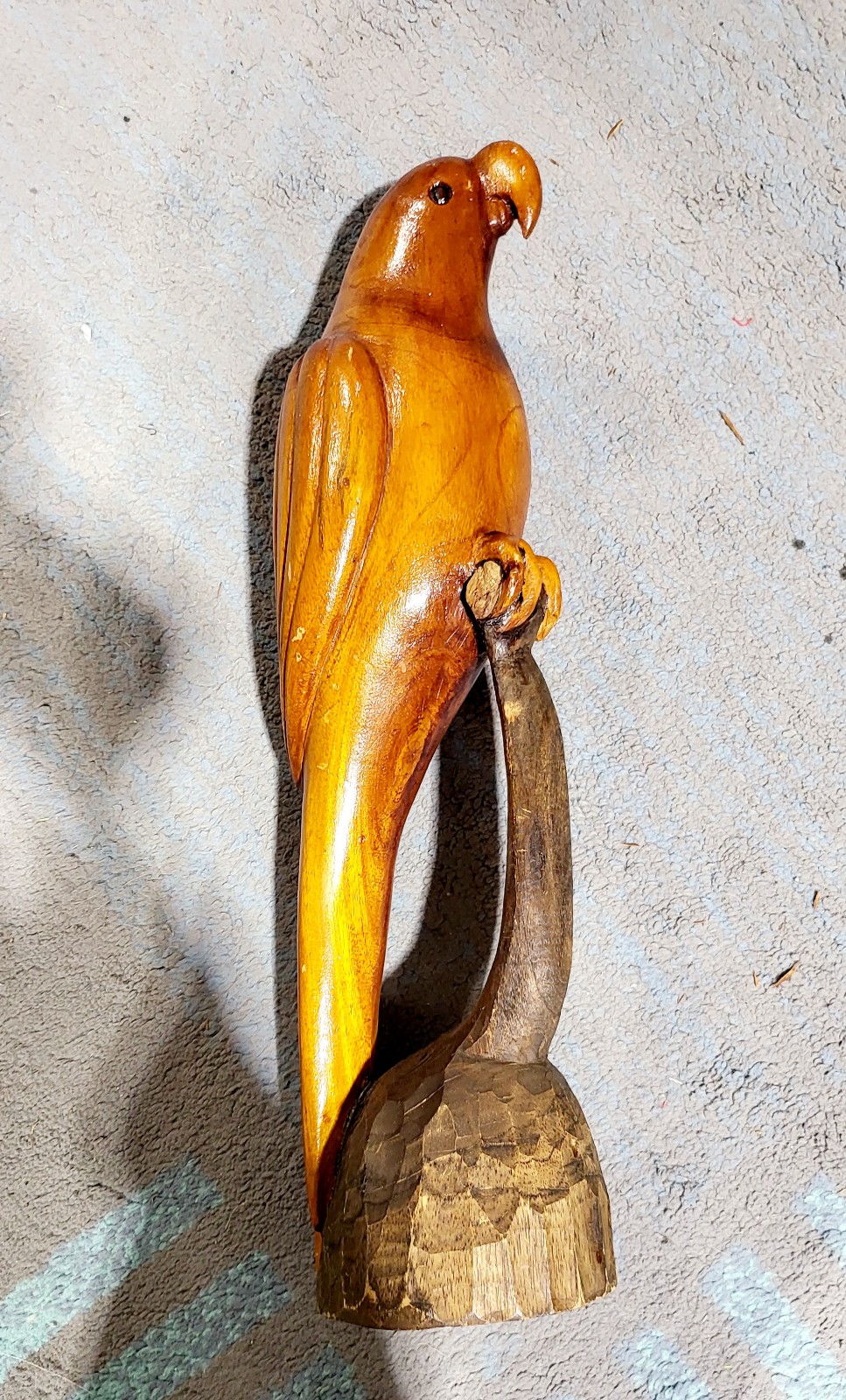 Vintage Handcrafted Wooden Parrot Carving
