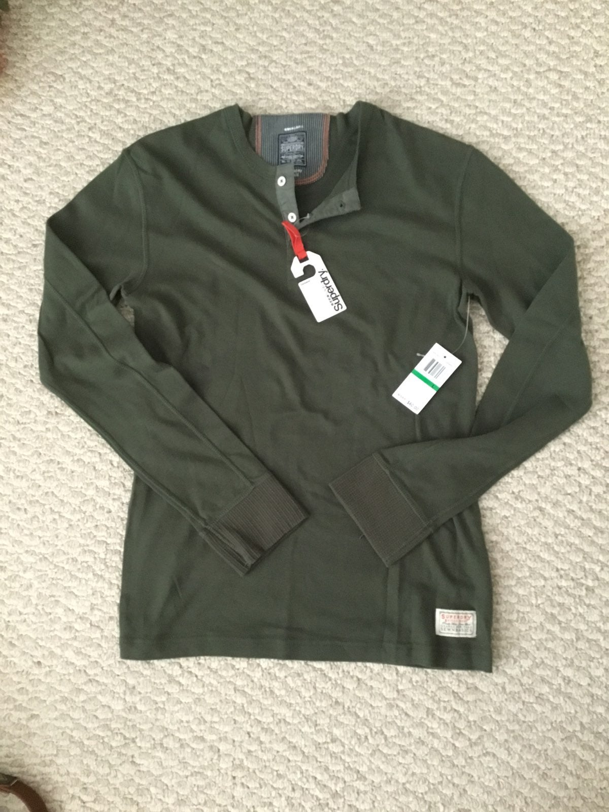 SuperDry Mens Henley Long Sleeve Tee