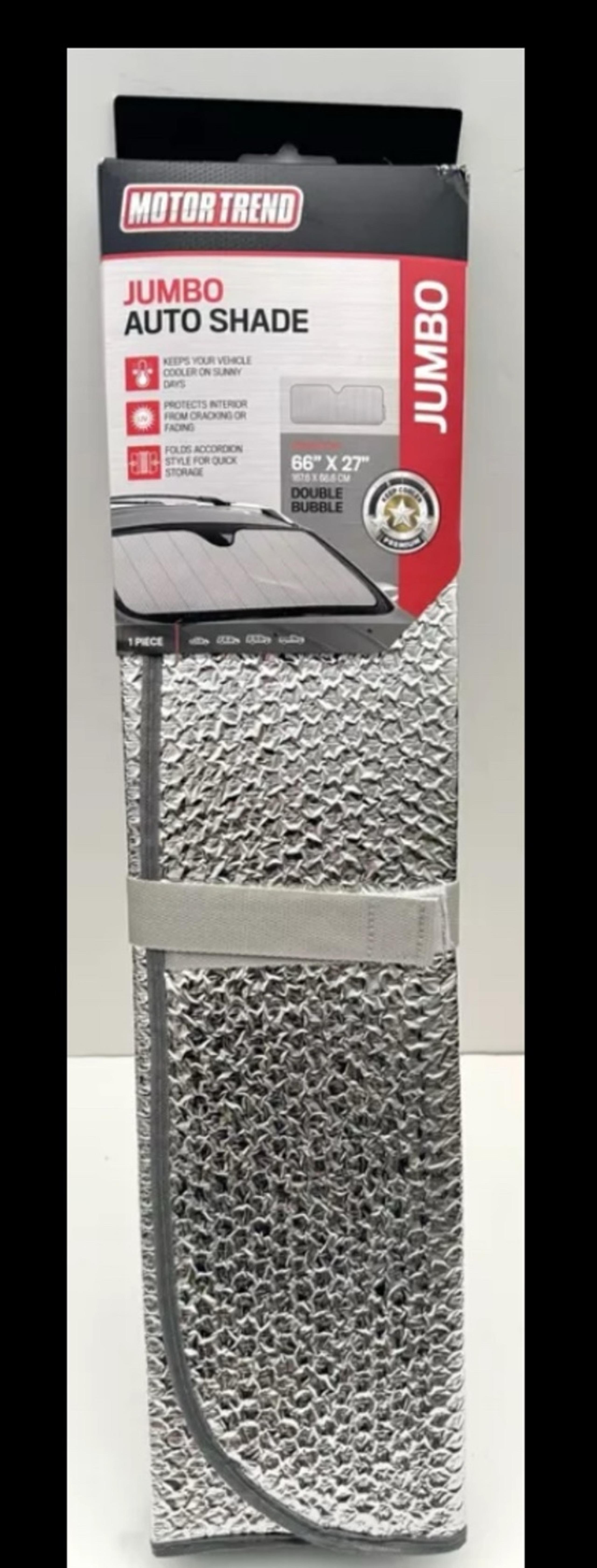 Motor Trend Jumbo Auto Shade 66” X 27” Double Bubble 1 Piece NEW