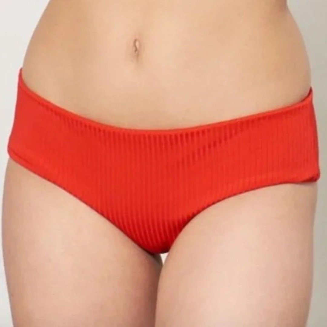 NEW Mara Hoffman Red Nora Ribbed Bikini Bottom Vacation Resort Beach Pool UPF50+