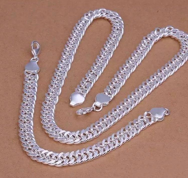 925 sterling silver cuben necklace and bracelet