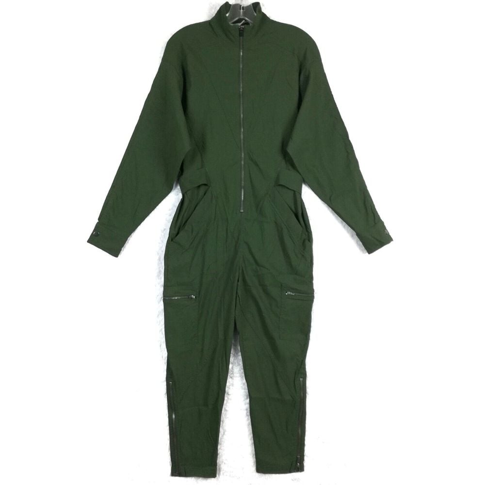 Athleta Womens Lenox Jumpsuit Tuscan Olive Casual Workwear Travel Zip 4