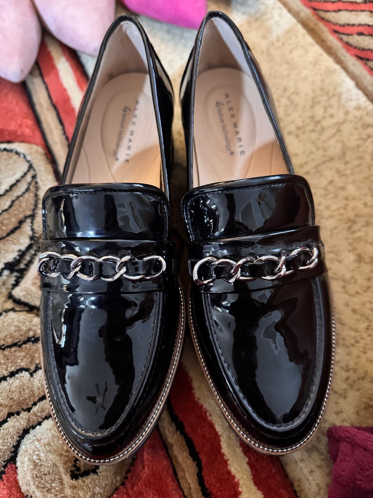 Alex Marie Black Women’s Grensley Chain Detail Loafers size 9M
