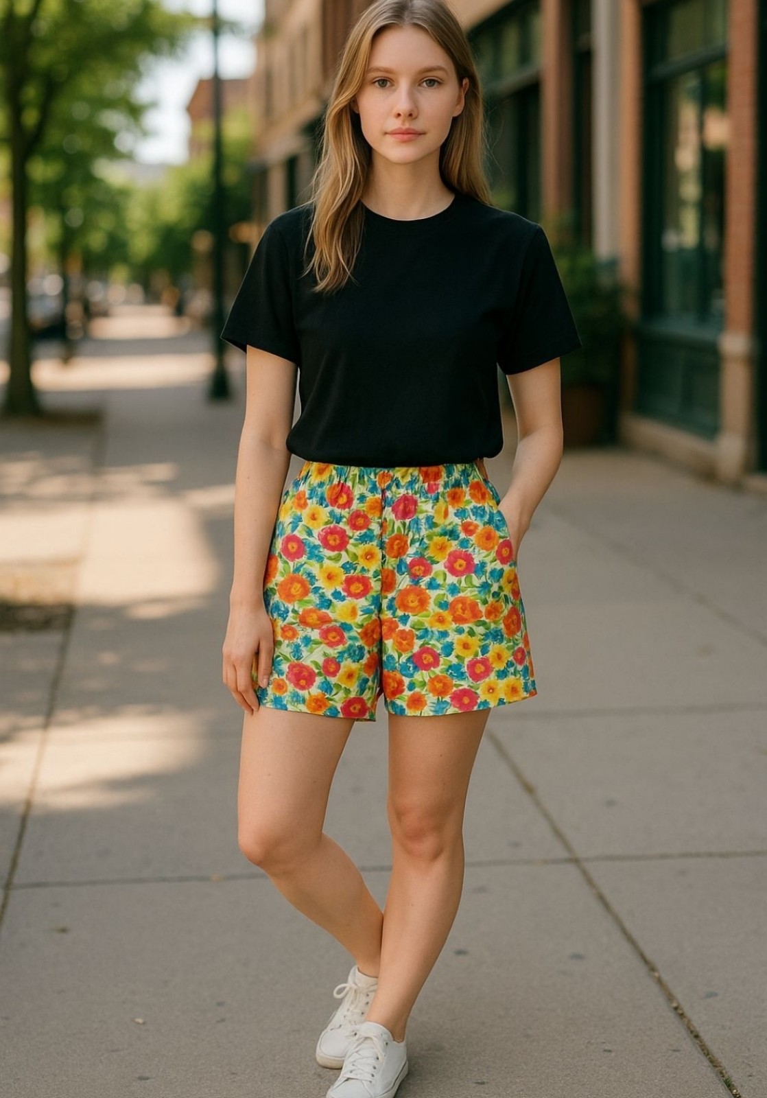 Vintage 90s Lizsport Pleated Floral High-waisted Shorts, Cottagecore | 10
