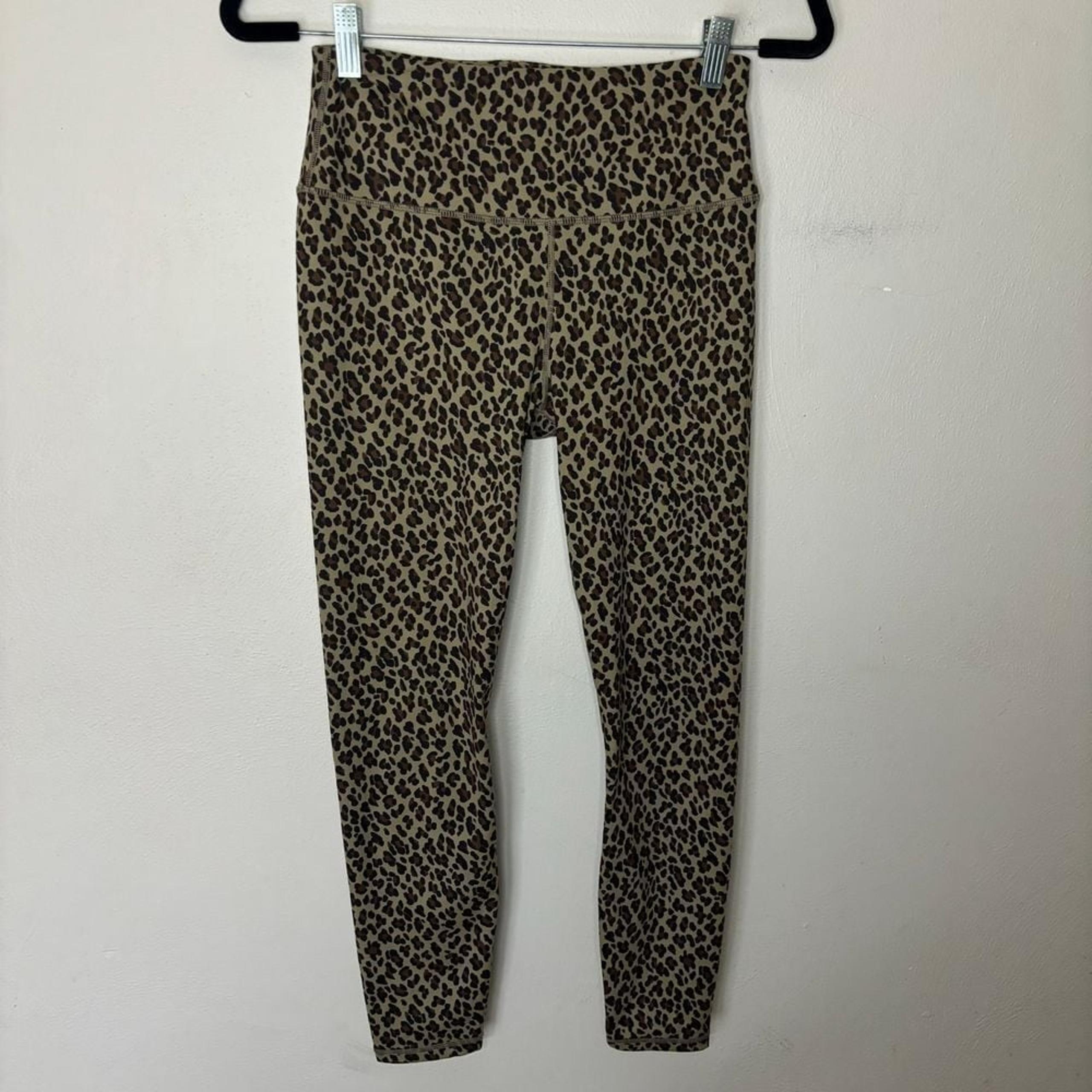 Varley Leggings Women's Medium Brown Leopard Print High Rise Athletic Animal