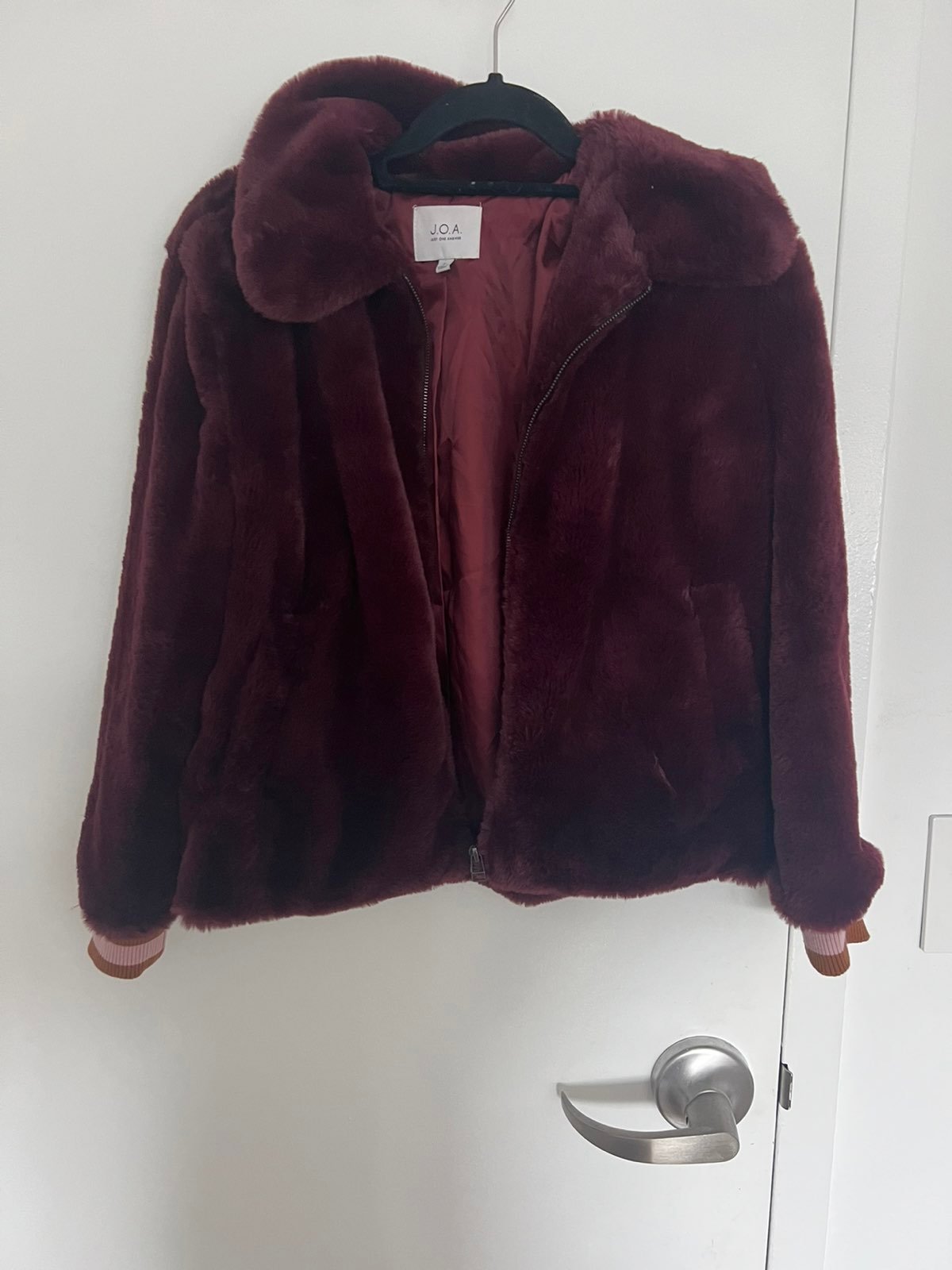 Maroon fur jacket