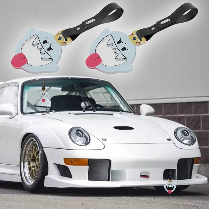 New 2PCS Anime KING BOO JDM TSURIKAWA Ring Subway Train Bus Handle Black Strap