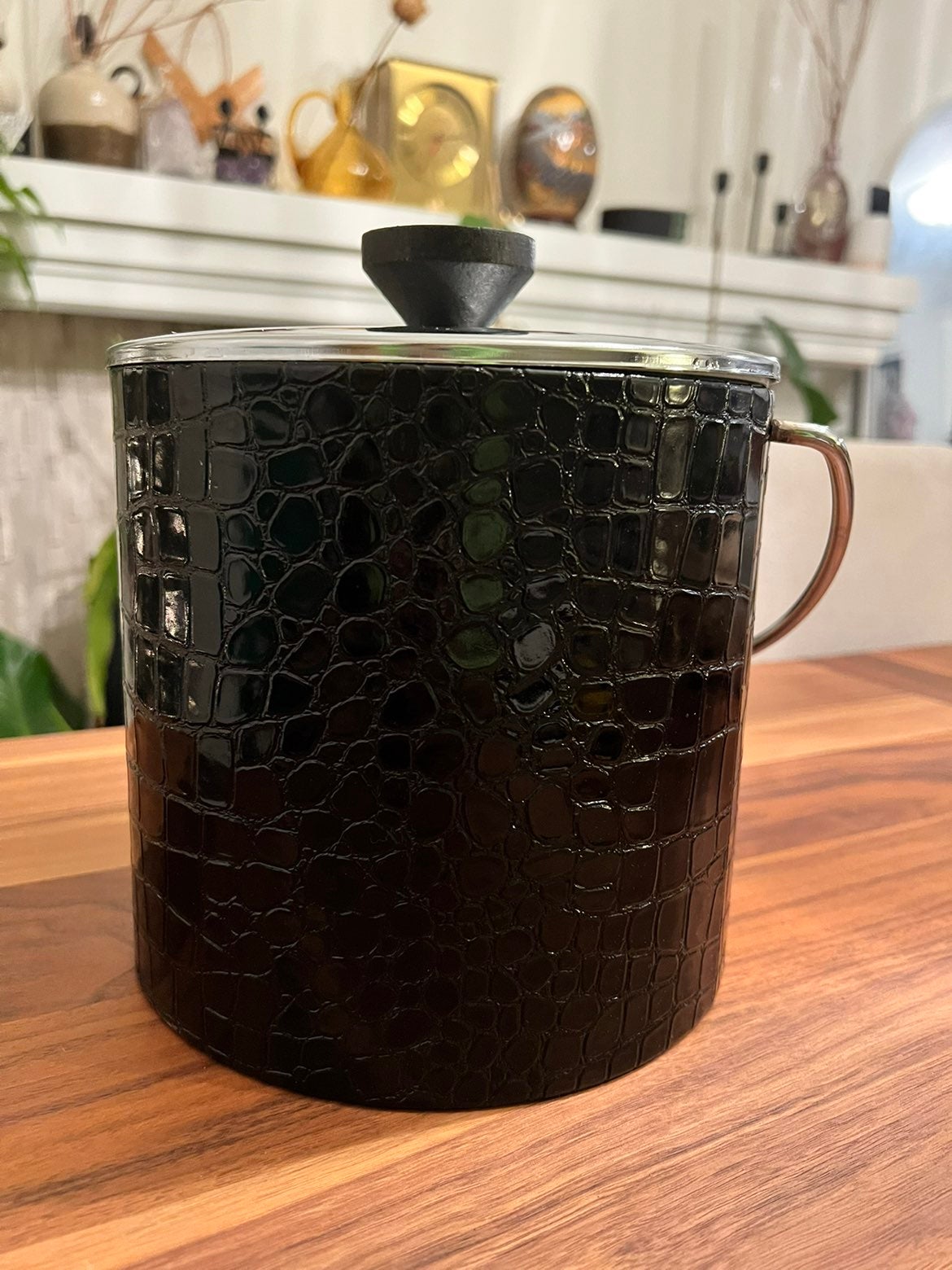 Old New Vintage Patent Leather Ice Bucket