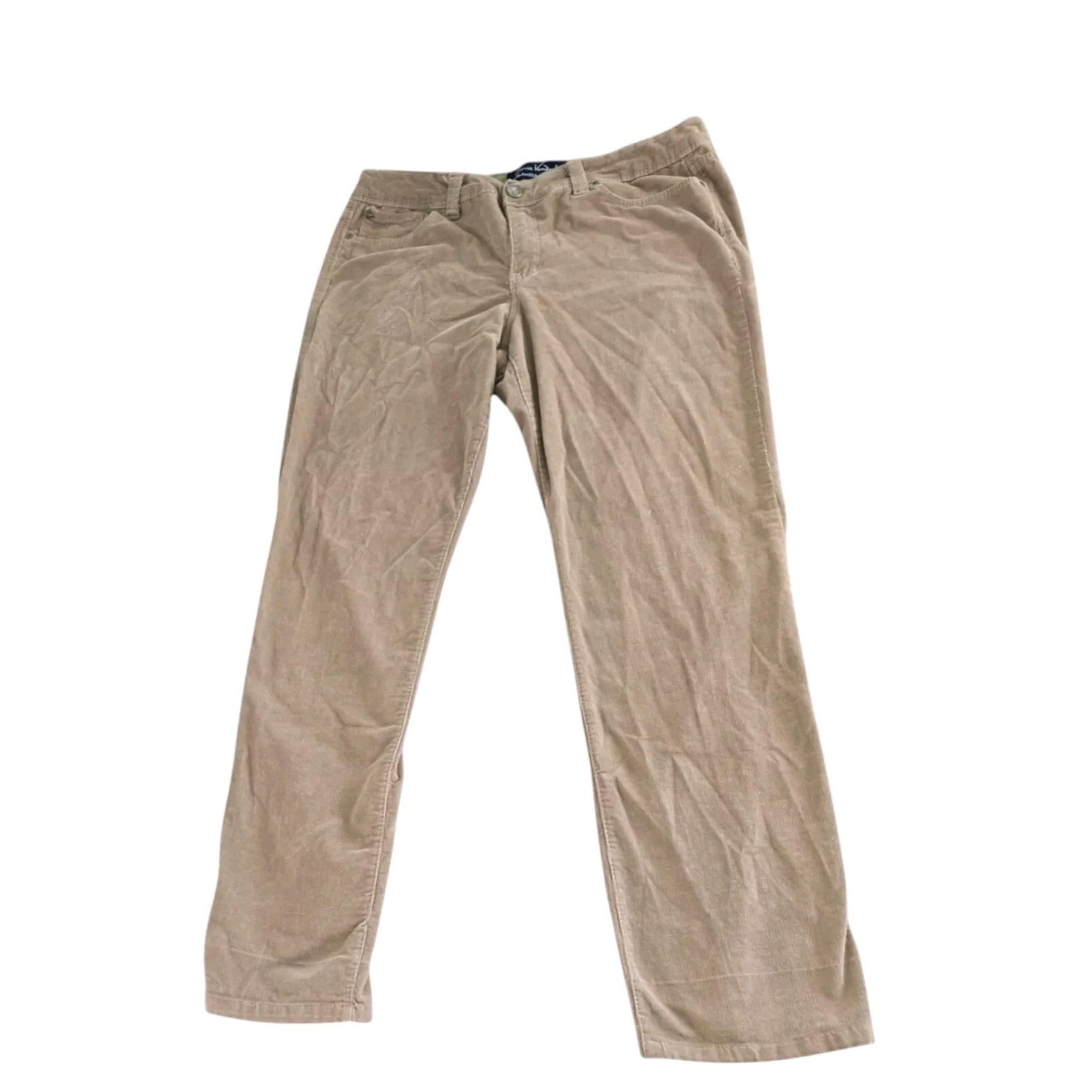 Perfect Fit By Gloria Vanderbilt Womens Corduroy Pants Size 10 Khaki Brown
