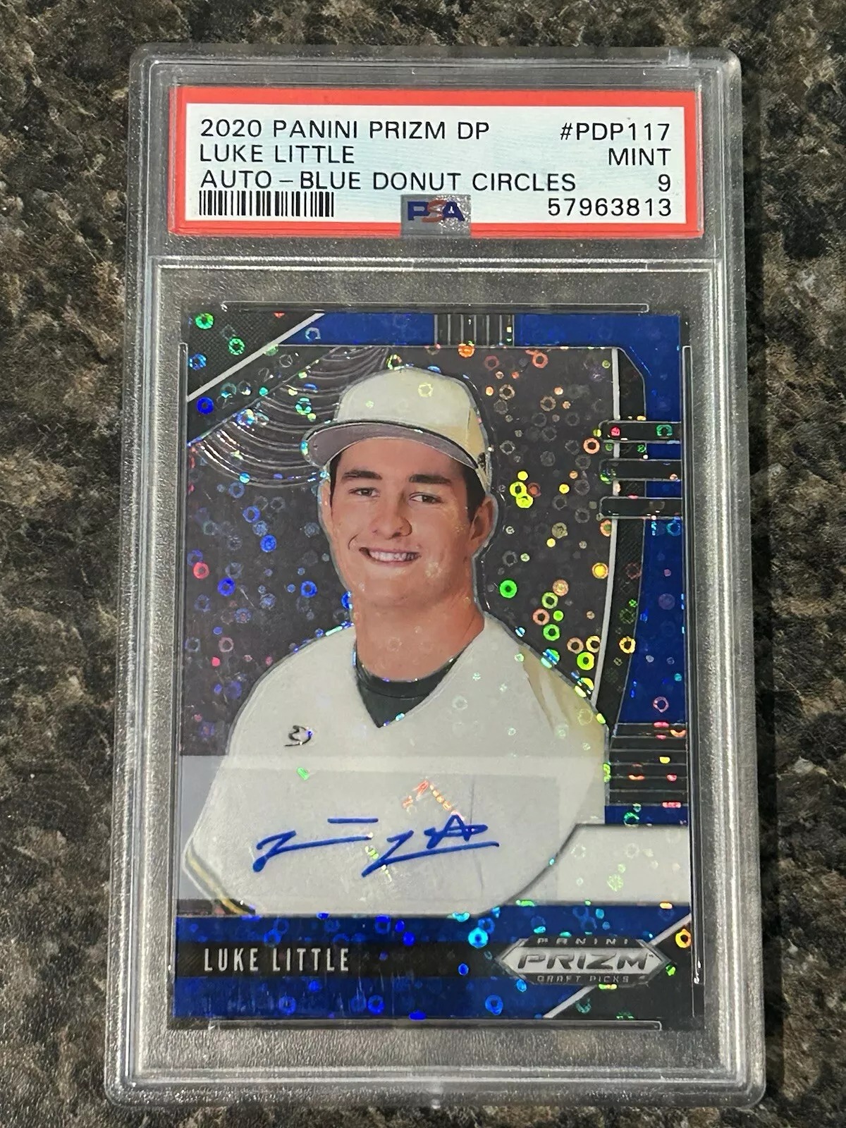 2020 Prizm Draft Picks Luke Little Blue Circles Prizm Auto Cubs Rookie /25 PSA 9