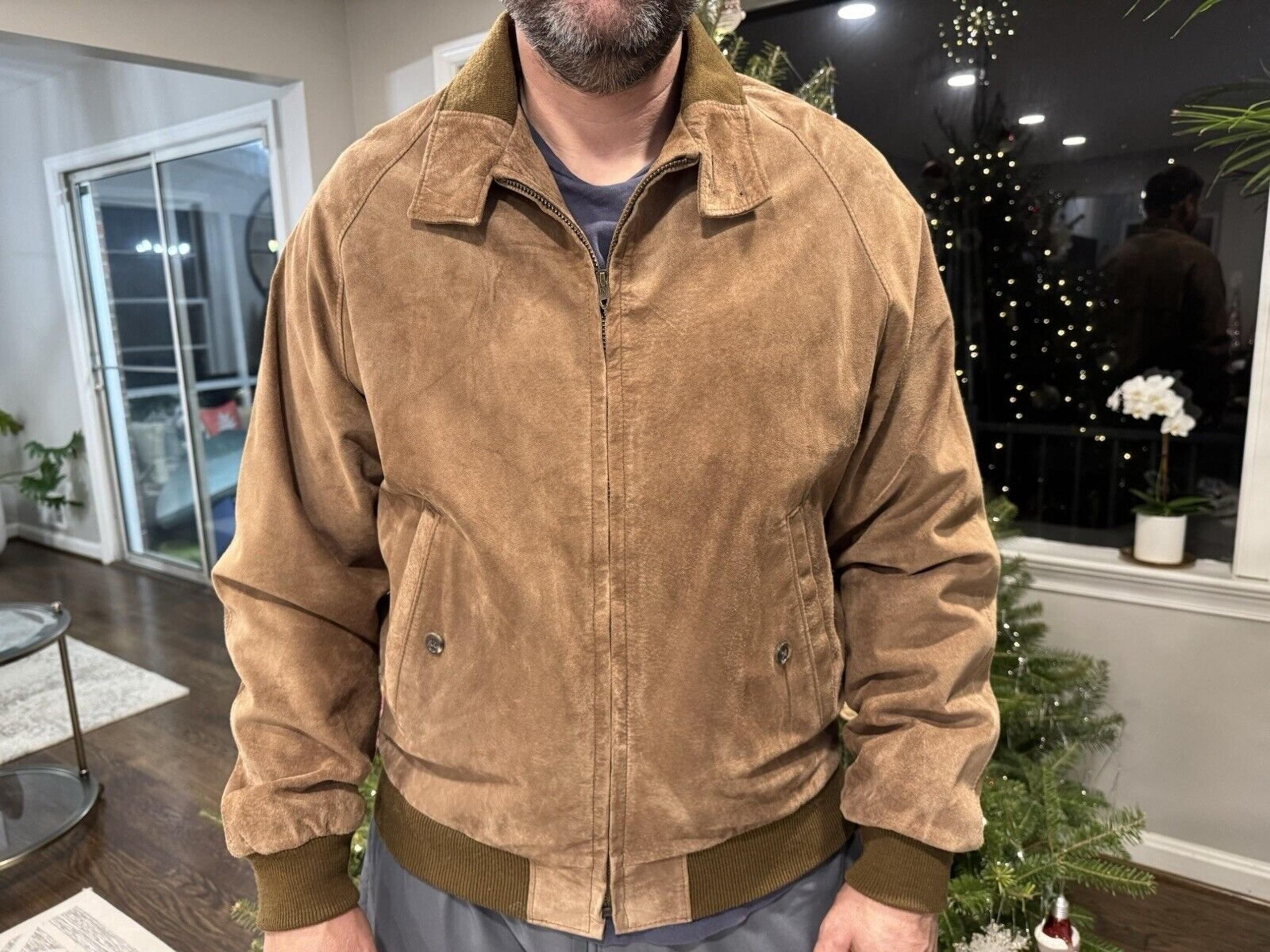 Vintage LL Bean Pig Suede Leather Car Coat Bomber Jacket Men’s Size 40