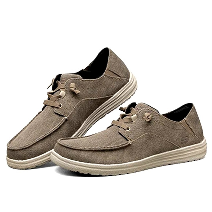 Skechers Boat Slip-On Sneaker Men 9 Canvas Melson Volgo Loafer Retro Casual Shoe