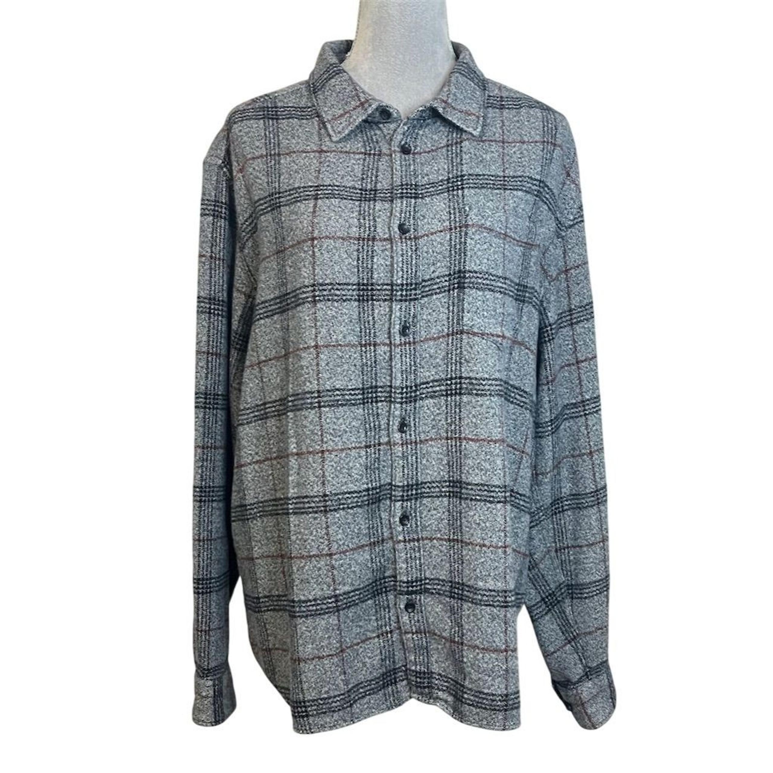 Y2k Urban Outfitters Men's XL Charcoal Plaid Flannel Button-Up Shirt Outdoor