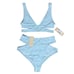 Ris-k Swim Sky Blue Low V Neckline Triangle Top & High Waisted Bottoms Cut Outs