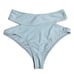 Ris-k Swim Sky Blue Low V Neckline Triangle Top & High Waisted Bottoms Cut Outs