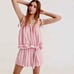 J. Crew - Women's Tie-shoulder Linen Tank Top & Side Tie Shorts Set - Pink/White