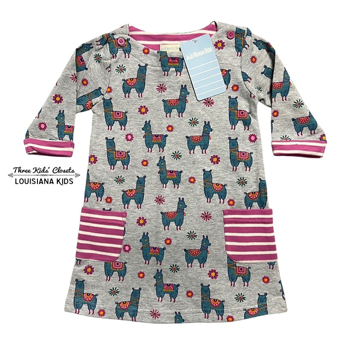 NEW Jojo Maman Bebe 18-24m Llama Pocket Tunic Dress