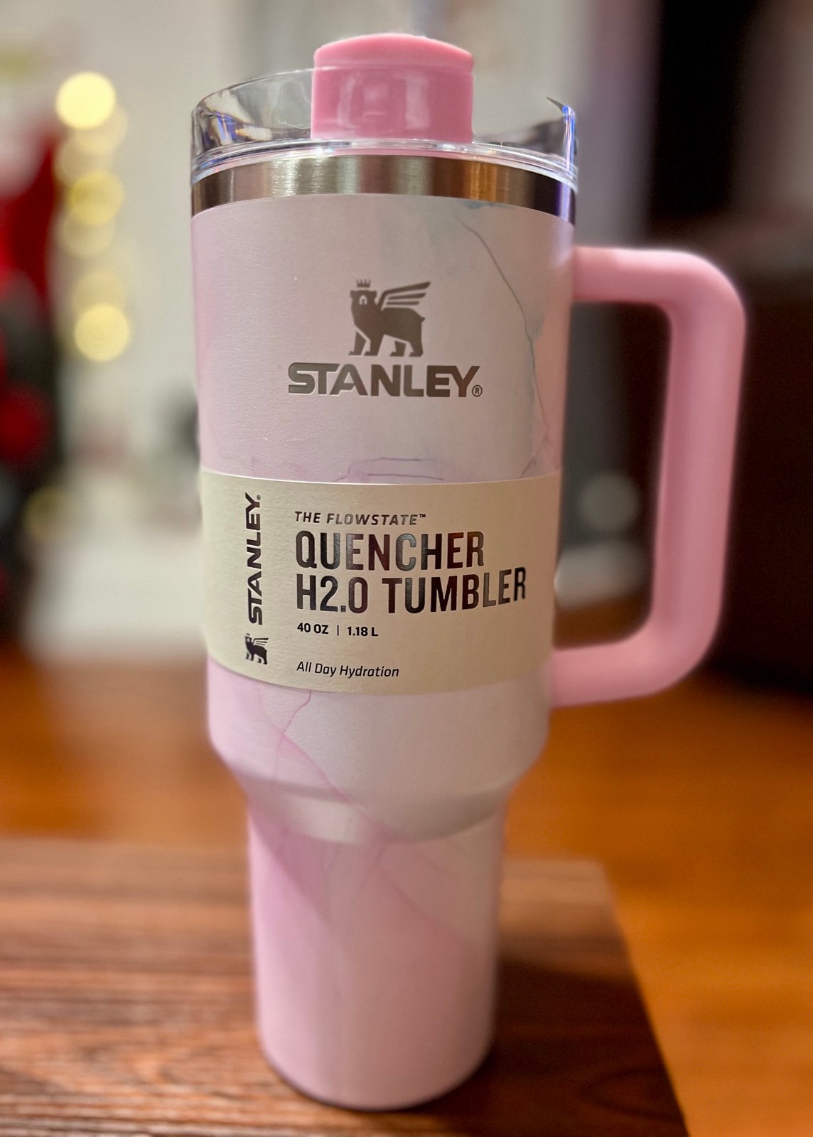 Stanley 40 oz WATERCOLOR TULLE PINK Stainless Steel H2.0 Flowstate Tumbler Cup