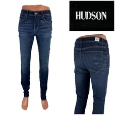 Hudson Blake Mens 30 X 34 Jeans Slim Straight Blue Zip Fly Designer Cotton EUC