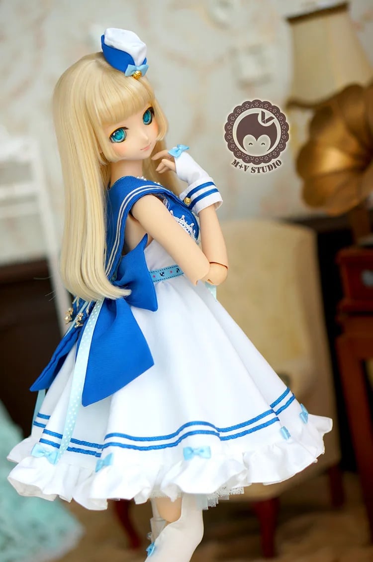 Navy Style Dress Set for Doll