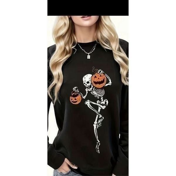Skeleton pumpkin sweatshirt, super soft and cute size14