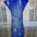 Unique Blue Modern Hand-Blown Bubble Glass Vase, Murano-Style Large 14 Vase