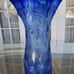 Unique Blue Modern Hand-Blown Bubble Glass Vase, Murano-Style Large 14 Vase