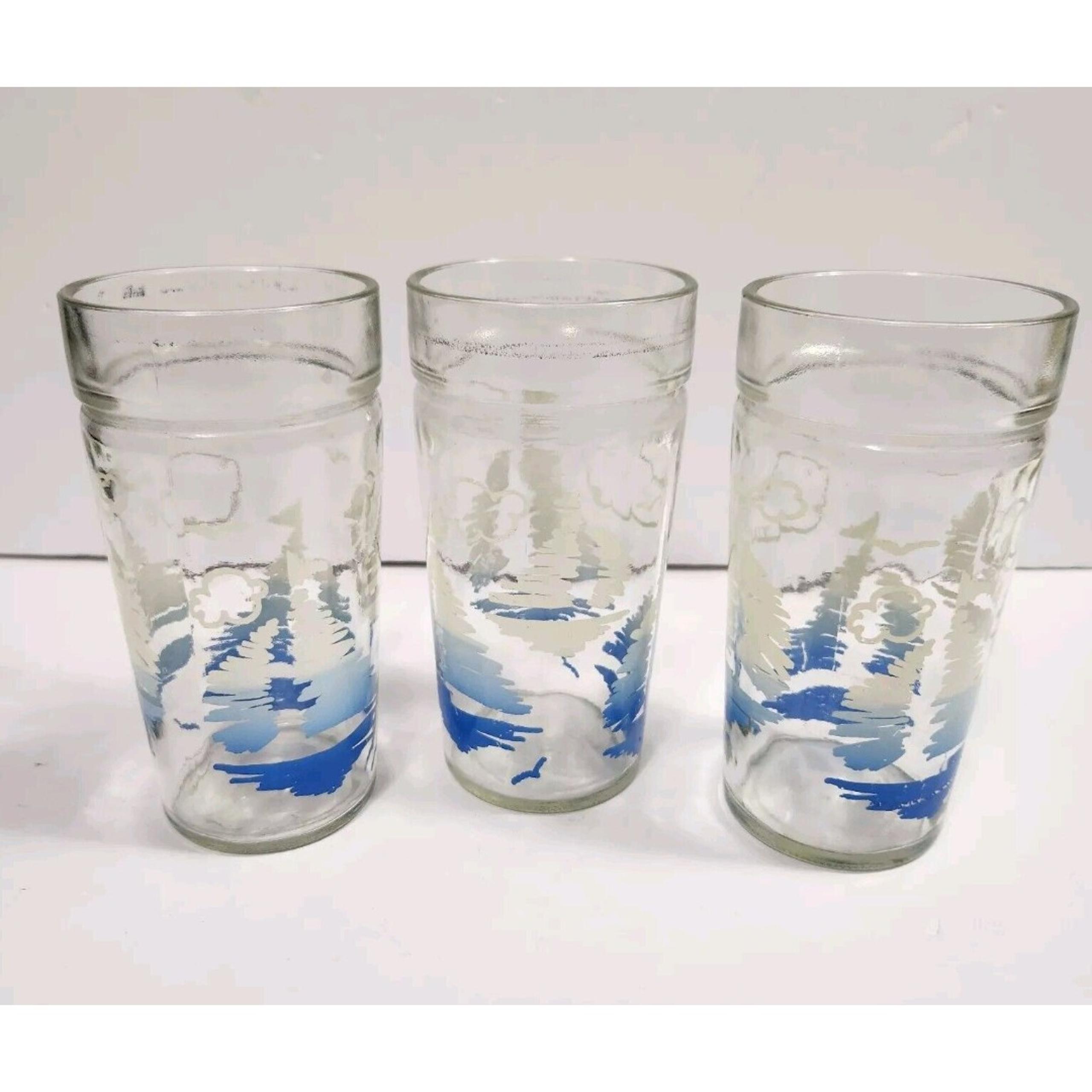 Vintage Anchor Hocking Drinking Glasses Tumbler Set of 3 Sailboat Nautical
