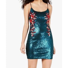 GUESS Juju Green Sequin Floral Mini Cocktail Dress - S