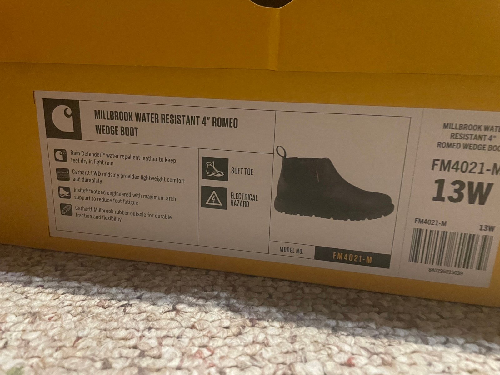 “BRAND NEW” CARHARTT SLIP ON BOOTS MILLBROOK WATER RESISTANT 4” ROMEO WEDGE BOOT