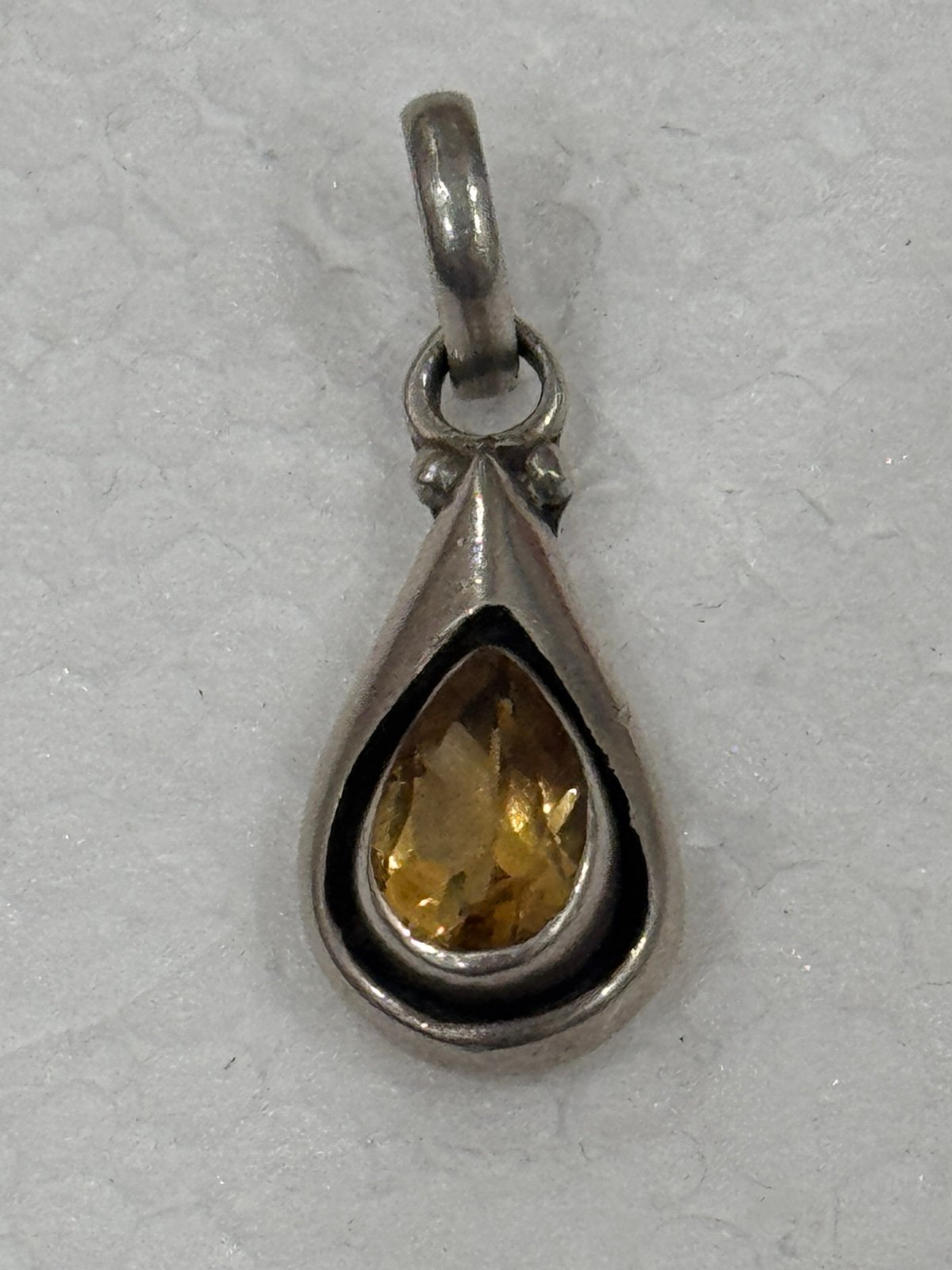 Vintage Estate Sterling Silver Yellow Citrine Pendant