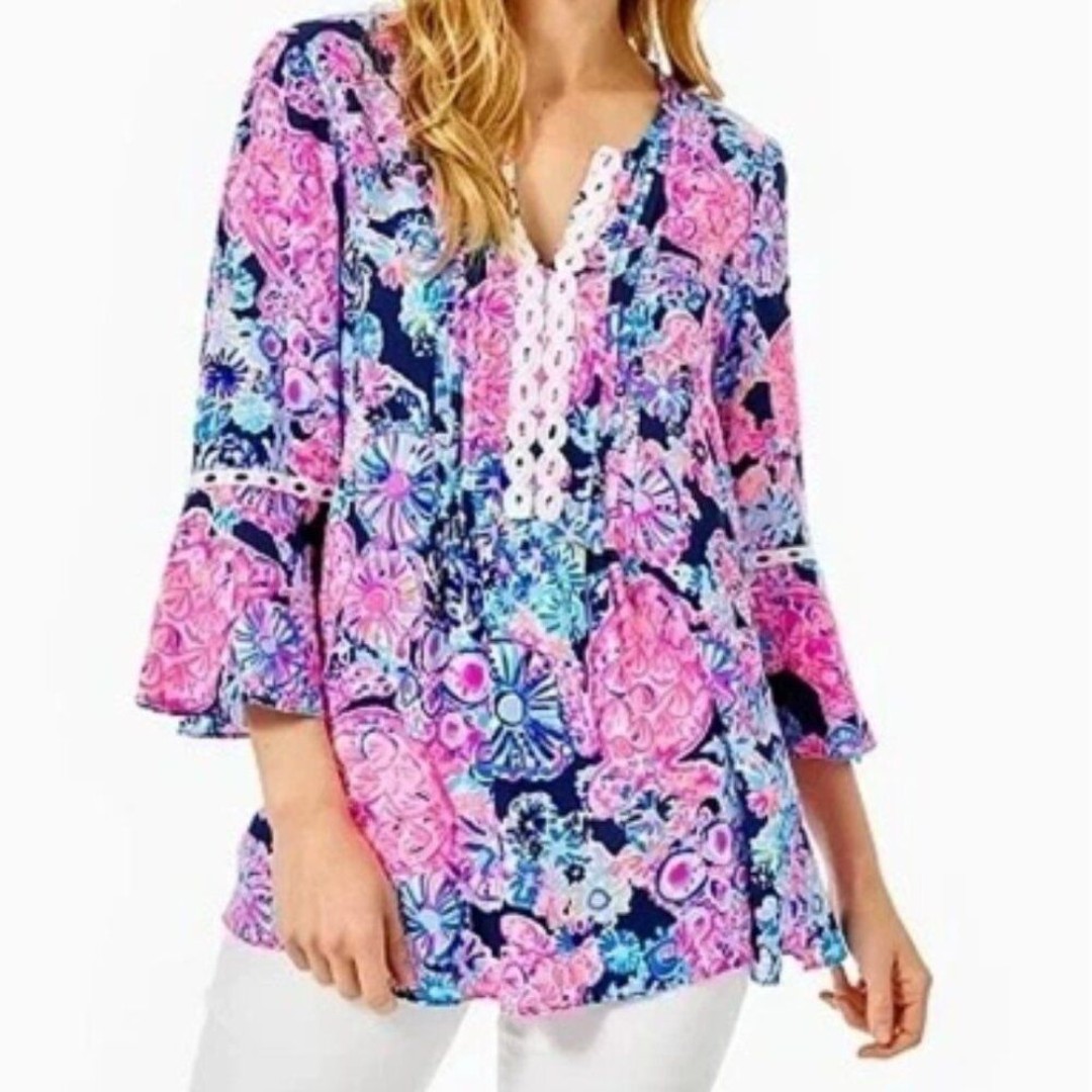 Lilly Pulitzer size XL Hollie Tunic Pink Oasis Shell Me You Love Me