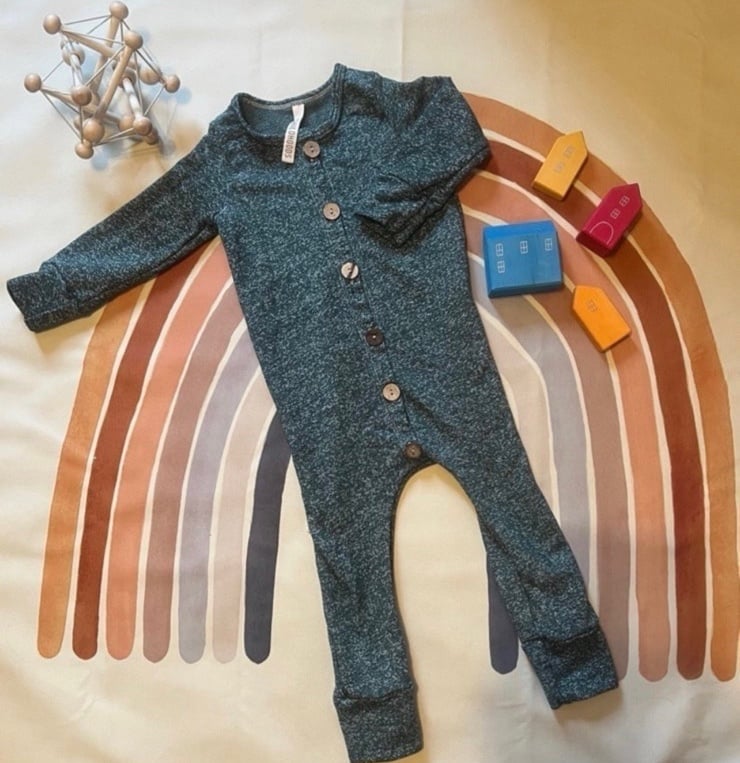 Adorable Childhoods Forest Green Button Romper