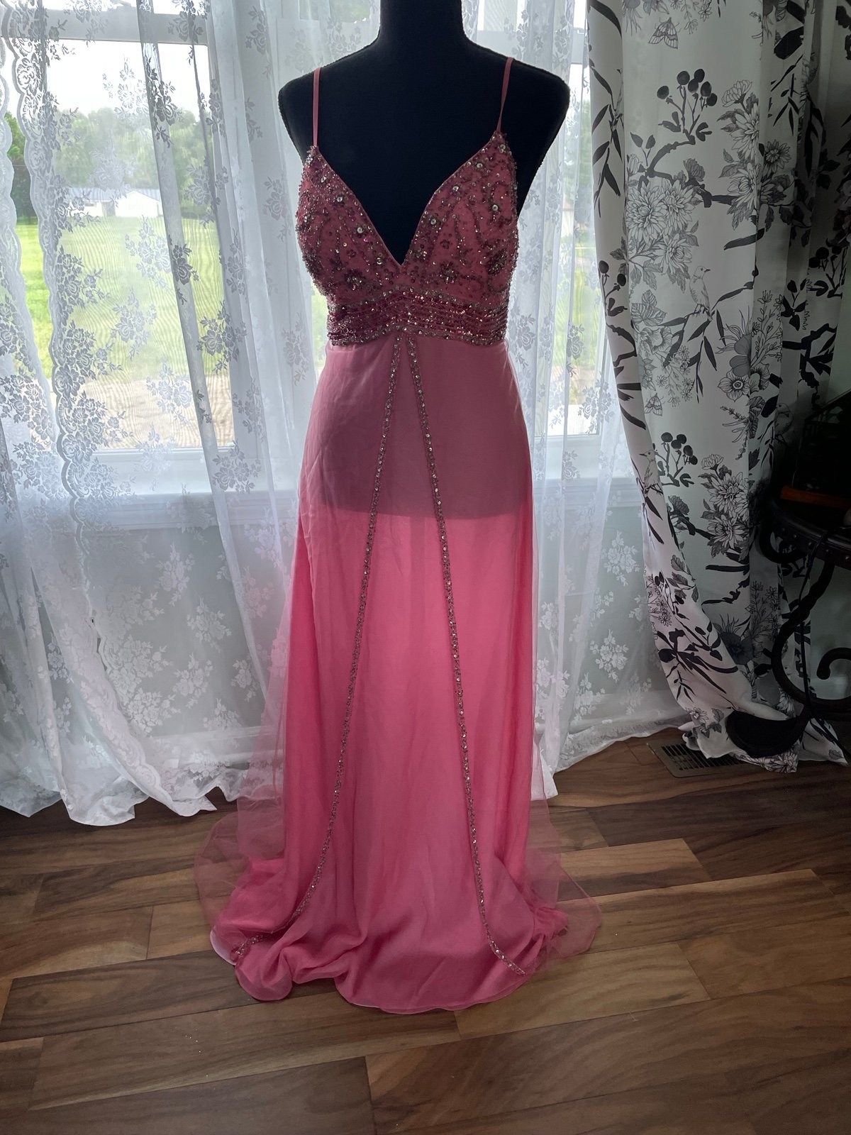 Pink silk prom dress