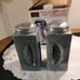 2 Pc Gray Ceramic Salt & Pepper Shaker With Stainless Steel Tops 6 High