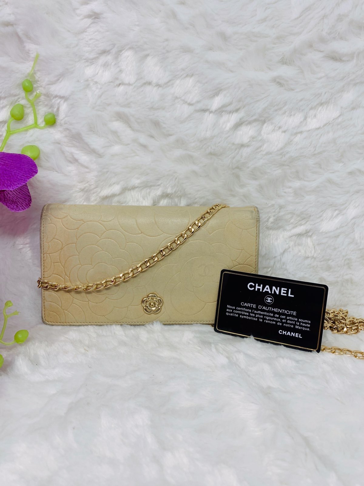 Chanel Camellia Wallet on chain