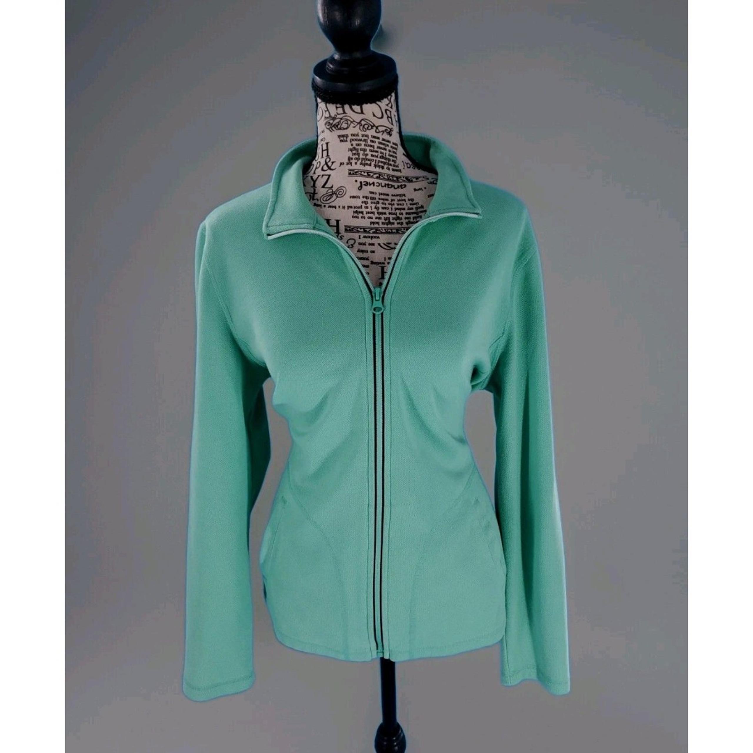 Talbots  Sz M Activewear Jacket Zipped Lightweight Pockets Green Preppy