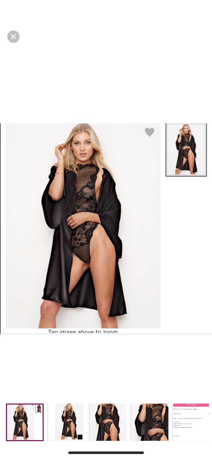 VS DREAM ANGELS LACE TRIM SATIN KIMONO ROMANCE DUSTER BLACK M LG 2017-18