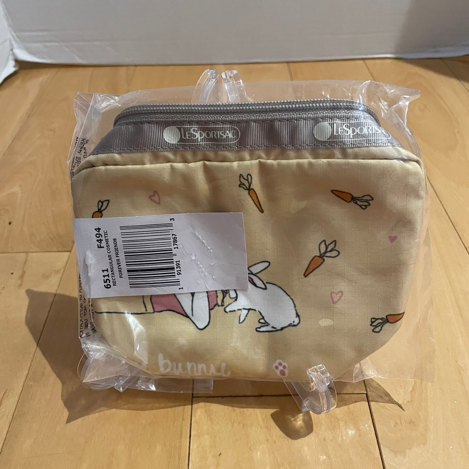 New lesportsac yellow forever friends bunny rectangular cosmetic pouch