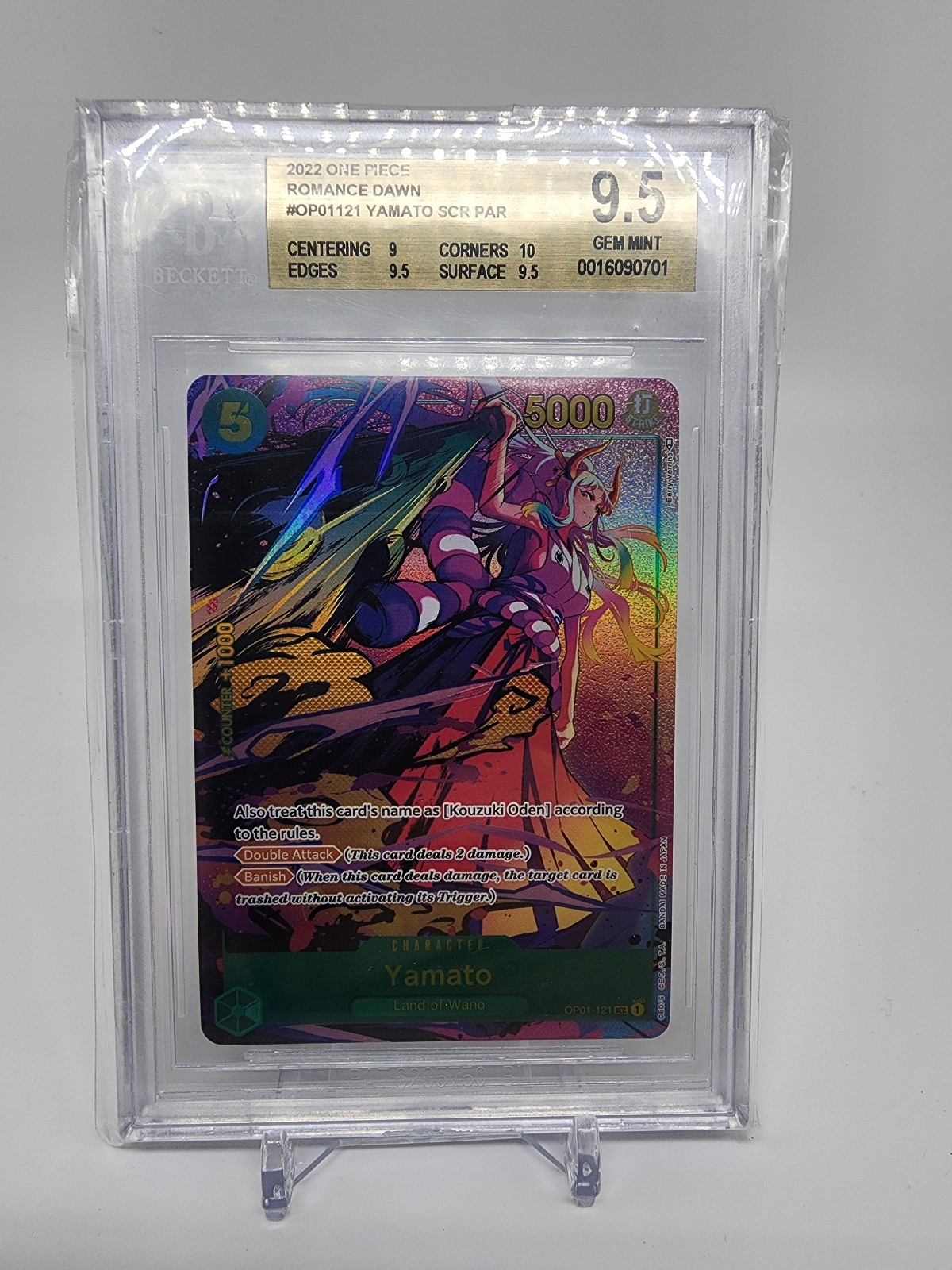 One Piece Romance Dawn OP01-121 Secret Rare Alt Yamato BGS Beckett 9.5