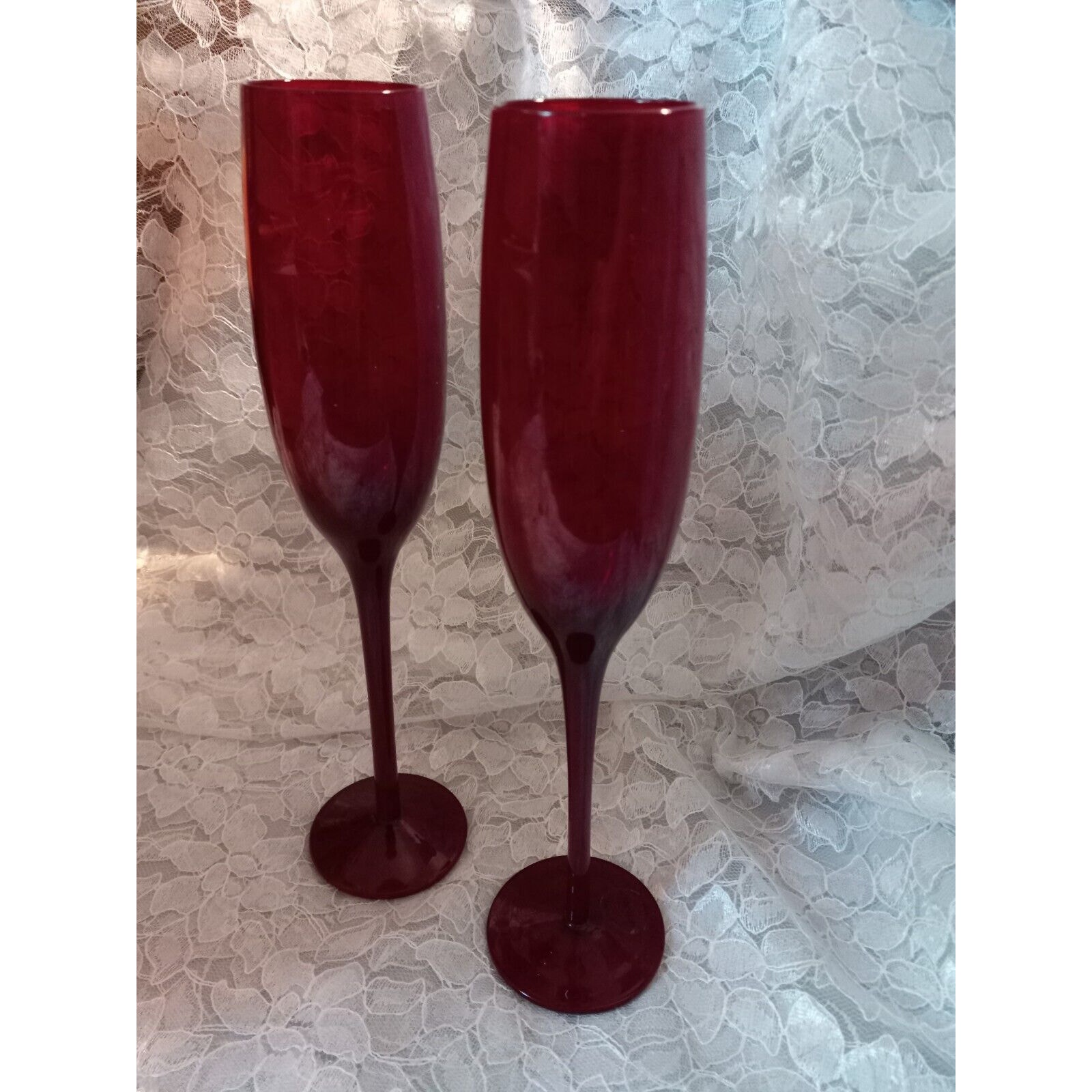 Artland Midnight Rouge / Red Champagne Flutes - Two