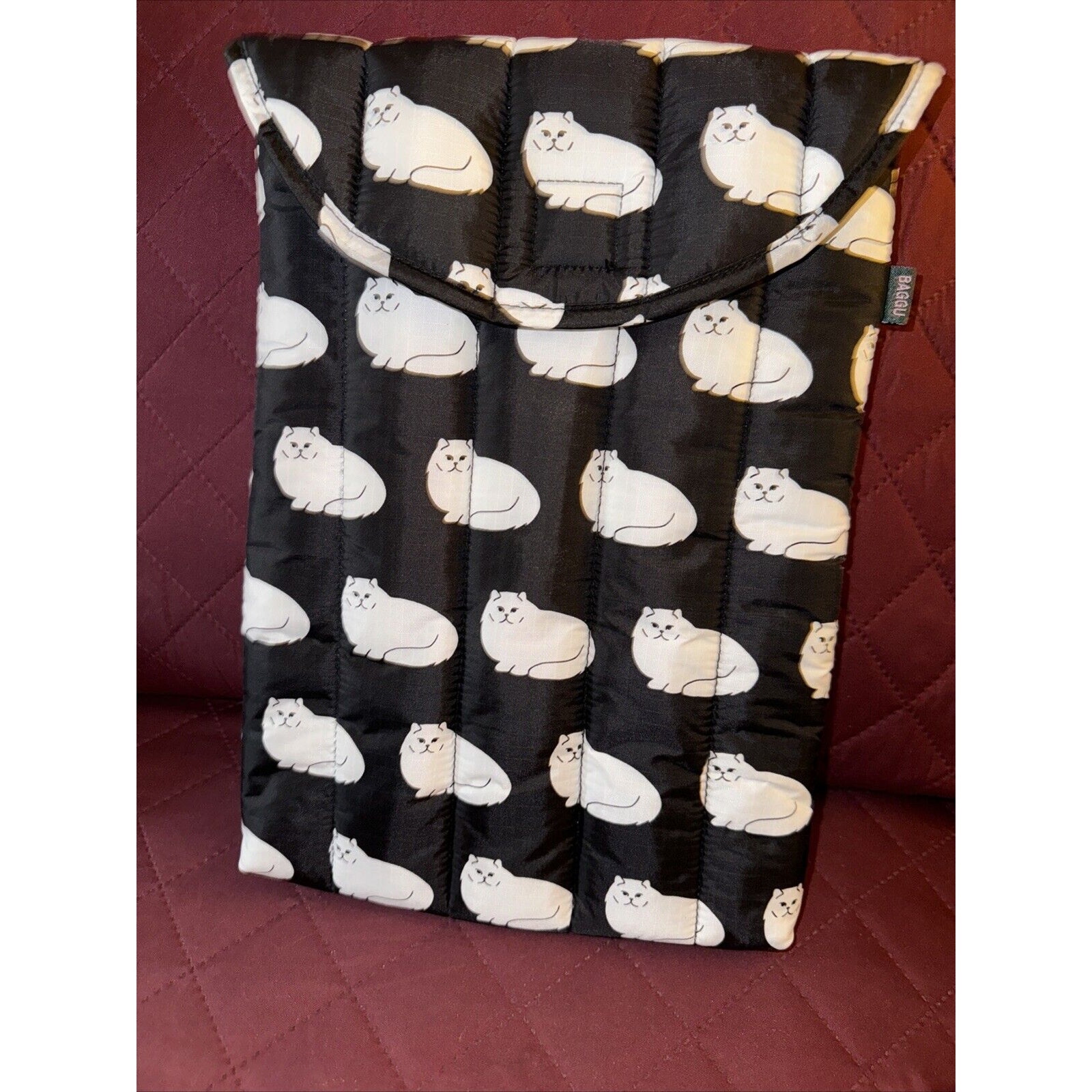 Baggu 13 Inch Puffy Laptop Sleeve Bag Black With Fluffy Cats