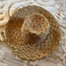 Vintage wide brim Summer hat made of straw, vintage straw capeline green natural