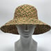 Vintage wide brim Summer hat made of straw, vintage straw capeline green natural