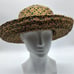 Vintage wide brim Summer hat made of straw, vintage straw capeline green natural