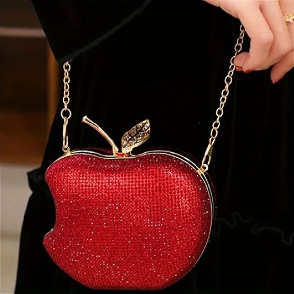 NYC Red and Gold Clutch with Apple Design