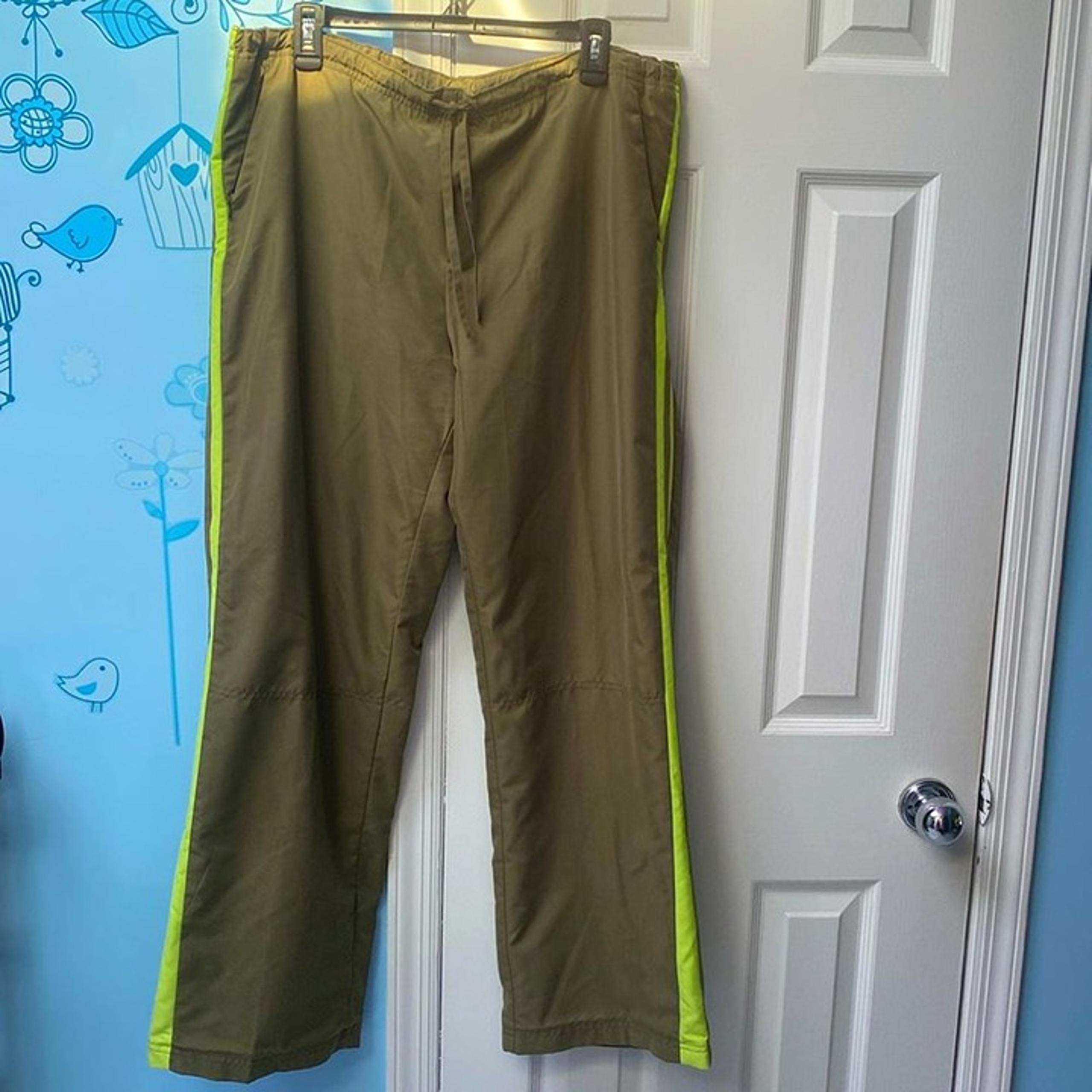 Tek Gear Windbreaker Lined Golden Olive Green Sweatpants Drawstrings Men's Large