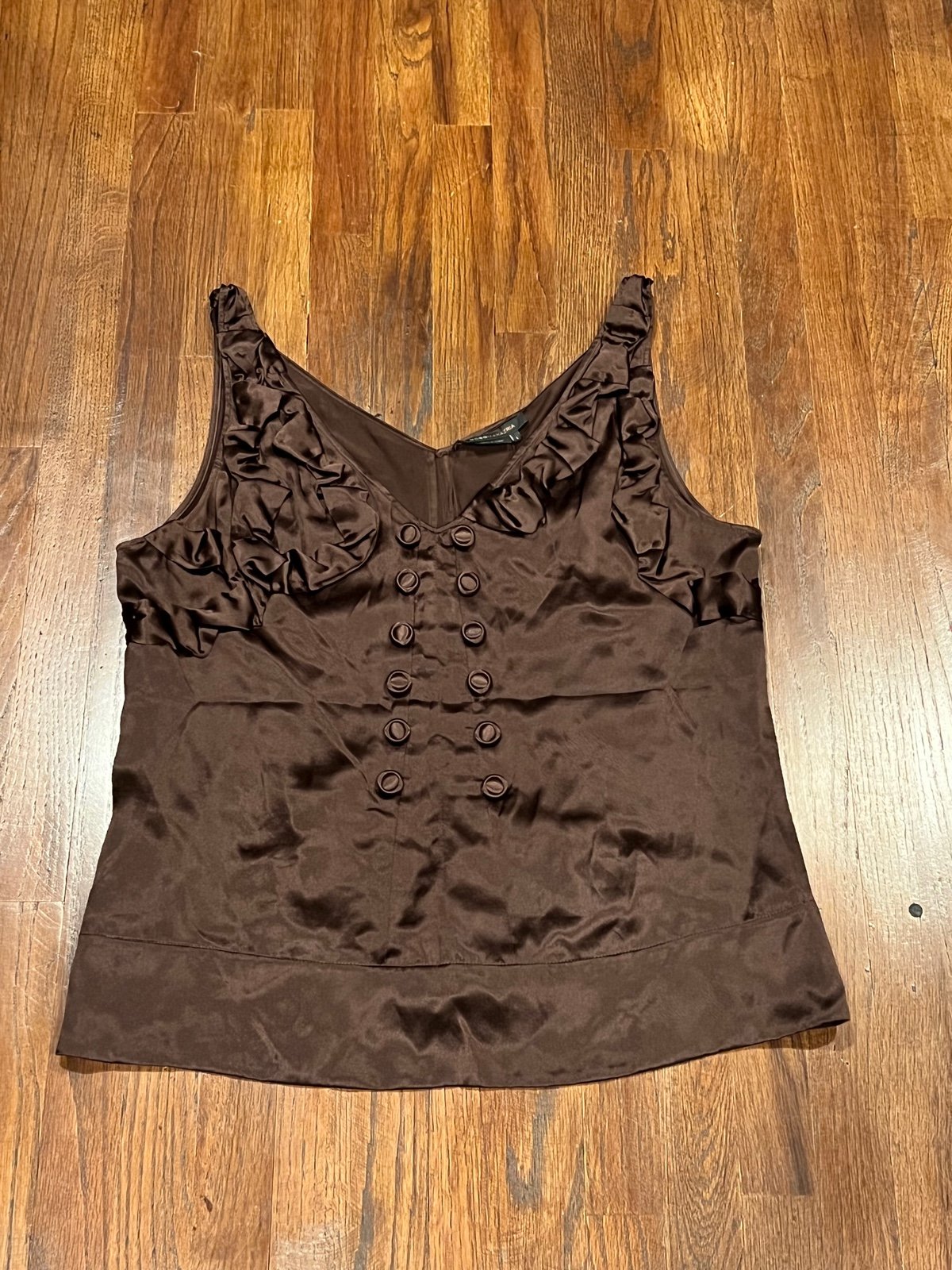 BCBGMAXAZRIA V Neck Silk Sleeveless Blouse